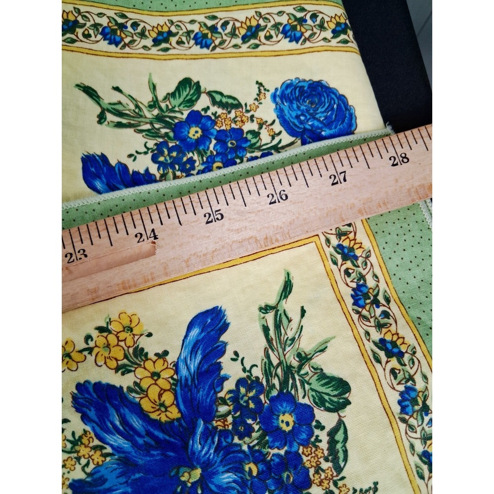 Vintage French Provencal Vent Du Sud Tablecloth 56in Square Waxed Cotton Green - Picture 6 of 8